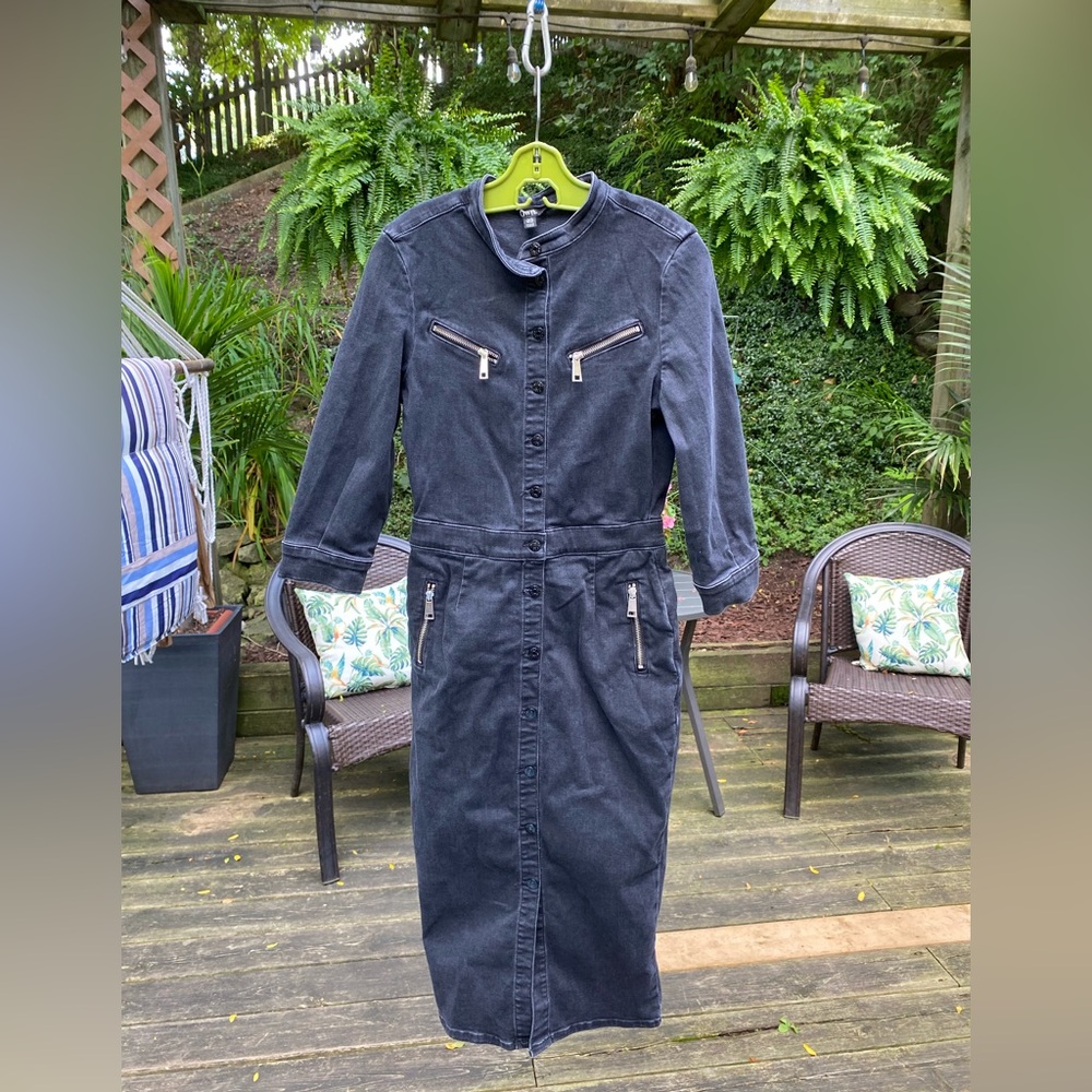Black Denim Button-Up Dress